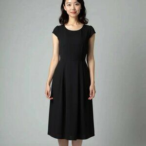 LuLaRoe Black Amelia Cocktail Dress with Gold Zipper, Large